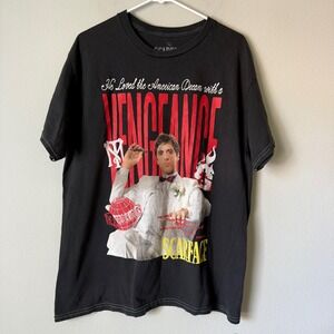 Scarface Movie Graphic Tee Mens Large Black Tony Montana The World Is Yours Top